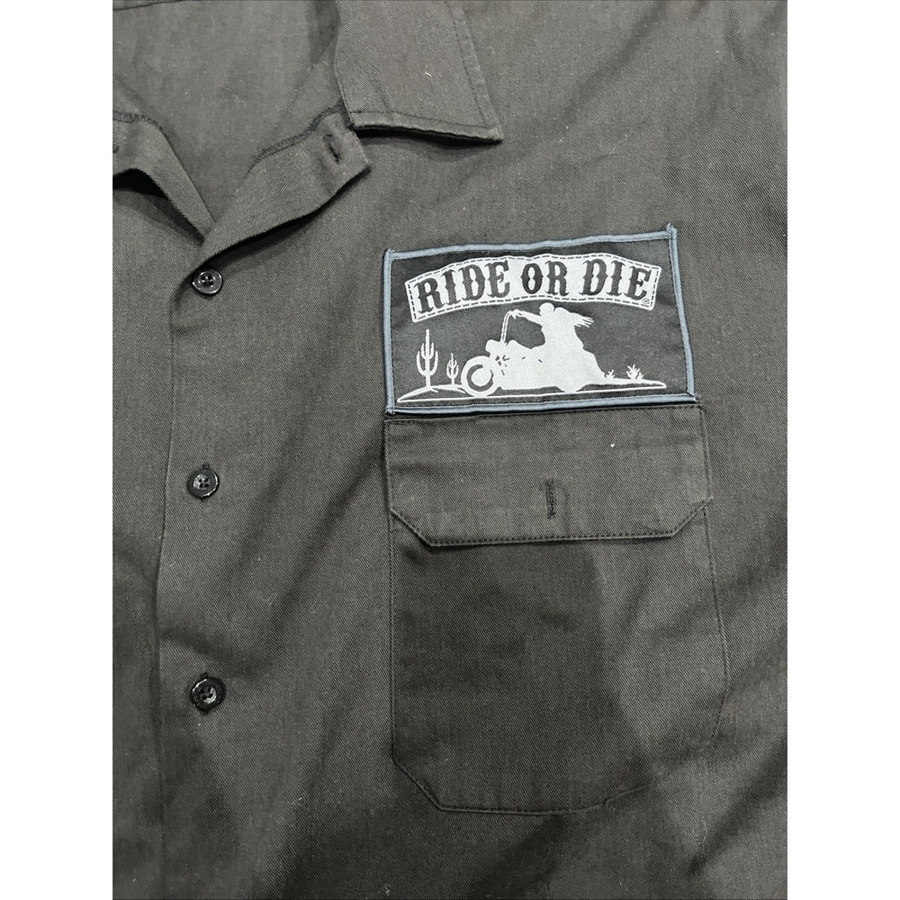 Men's Ride‎ Or Die Botton down short sleeve shirt (1876) - Picture 2 of 7